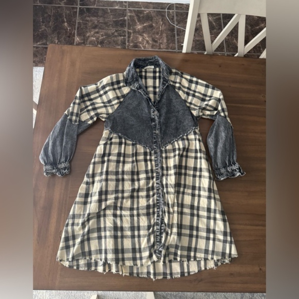 Promesa Denim and Plaid Dress Size Small